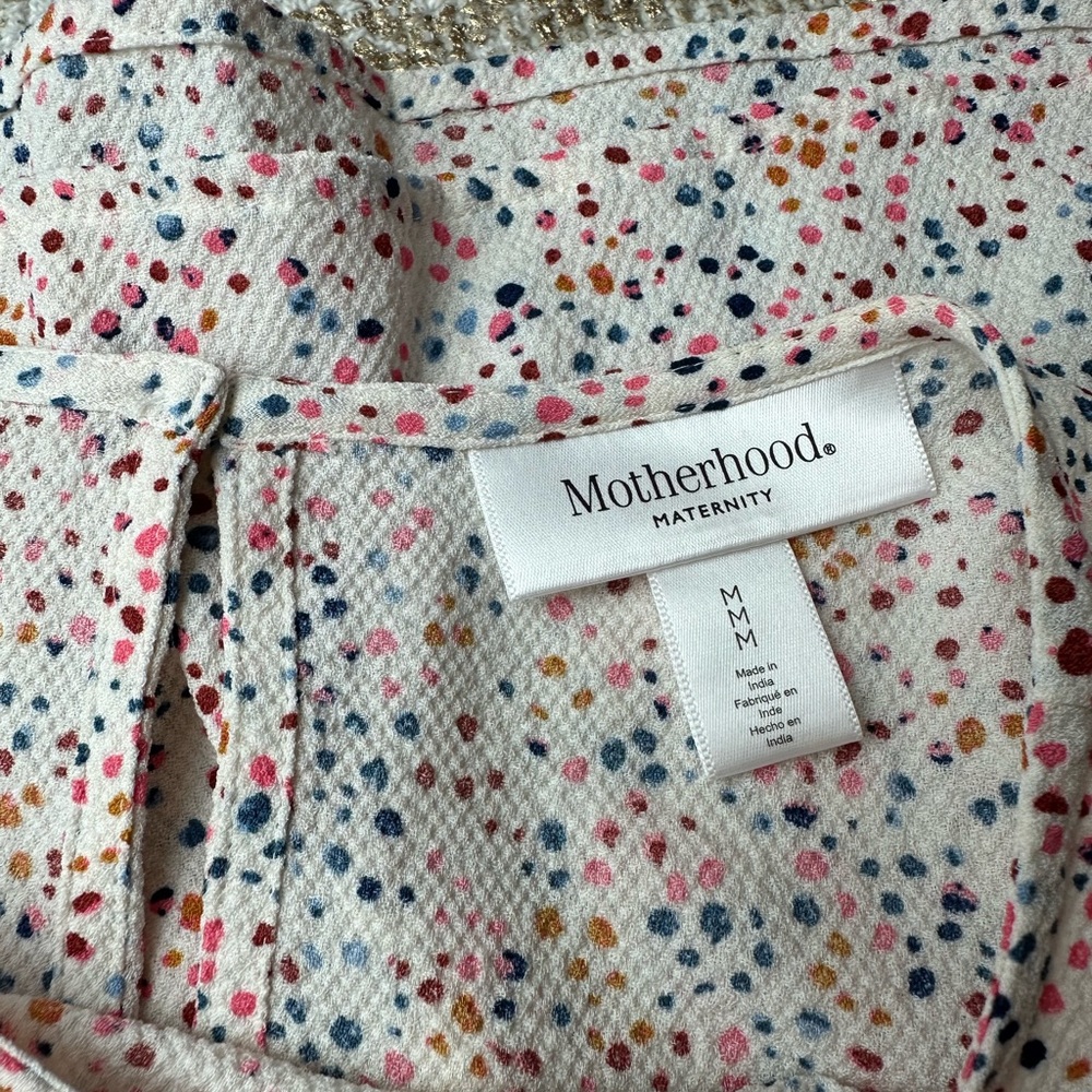MOTHERHOOD MATERNITY White & Multicolor Blouse With Waist Tie | Size Medium - Picture 12 of 16
